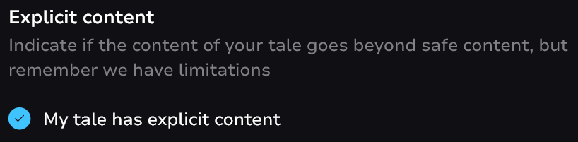 Explicit content checkbox